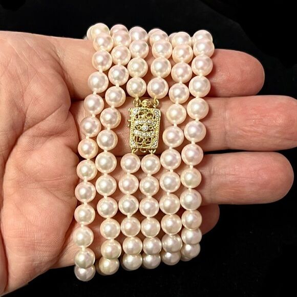 Akoya Pearl Diamond  Necklace 28" 14k Y Gold 7.5 mm Certified $9,750 301764 - Picture 7 of 9